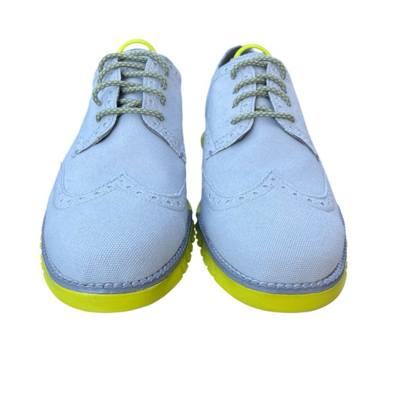 Cole Haan’s Men’s ZEROGRAND Wingtip Oxford Canvas Shoes Size 8 Grey Neon Yellow - Picture 6 of 11